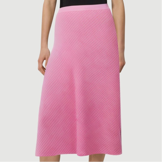 Pink striped print maxi skirt