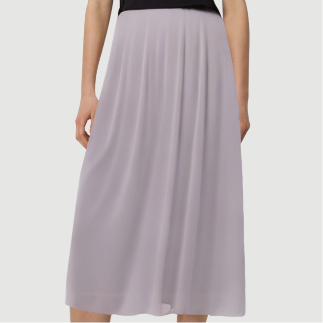 Purple elastic waist calf-length A-line skirt