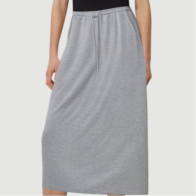 Embroidered casual elastic waist maxi skirt
