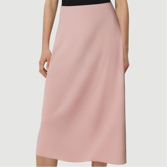 Pink pleated zipper maxi skirt
