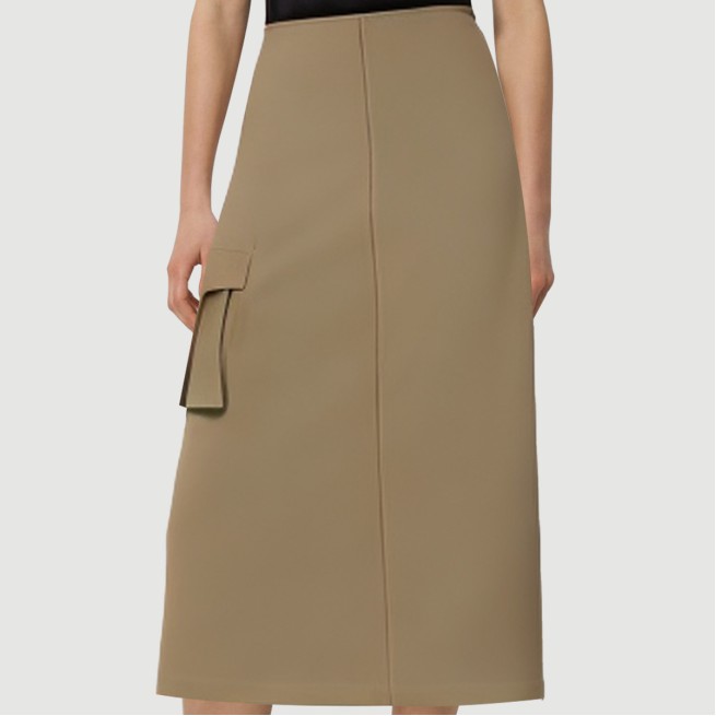 Green zippered maxi skirt with side pockets