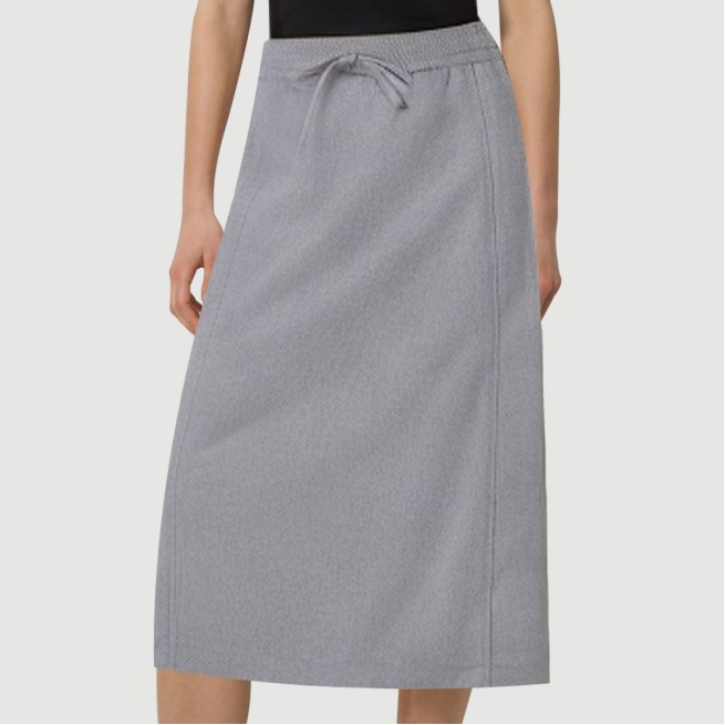 Gray casual and fashionable A-line maxi skirt