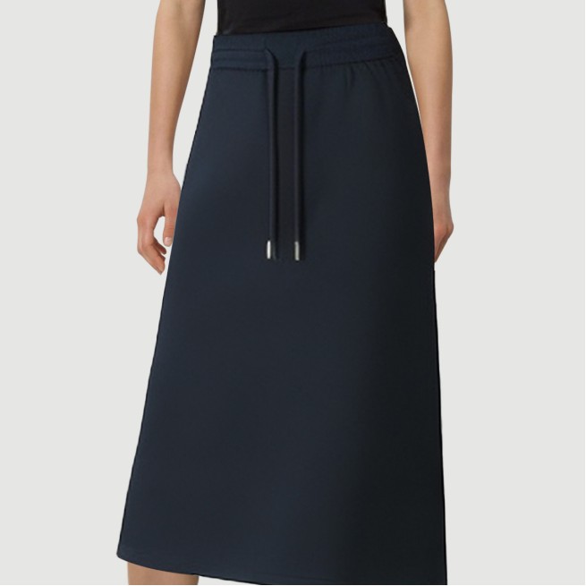 Drawstring casual skirt with side slits and side pockets