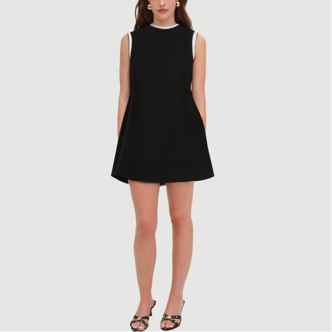 Black Sailor Crew Neck Sleeveless Dress