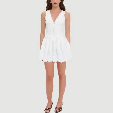 White embroidered V-neck dress