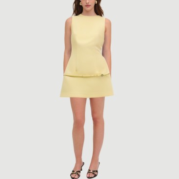 Yellow sailor round neck sleeveless dress