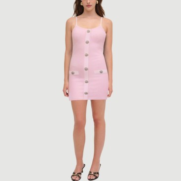 Sexy sleeveless slim-fit single-breasted dress