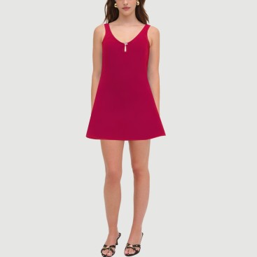 Candy-Color Satin Knee-Length Party Dress