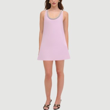 Pink Beaded Sailor Crew Neck Dress