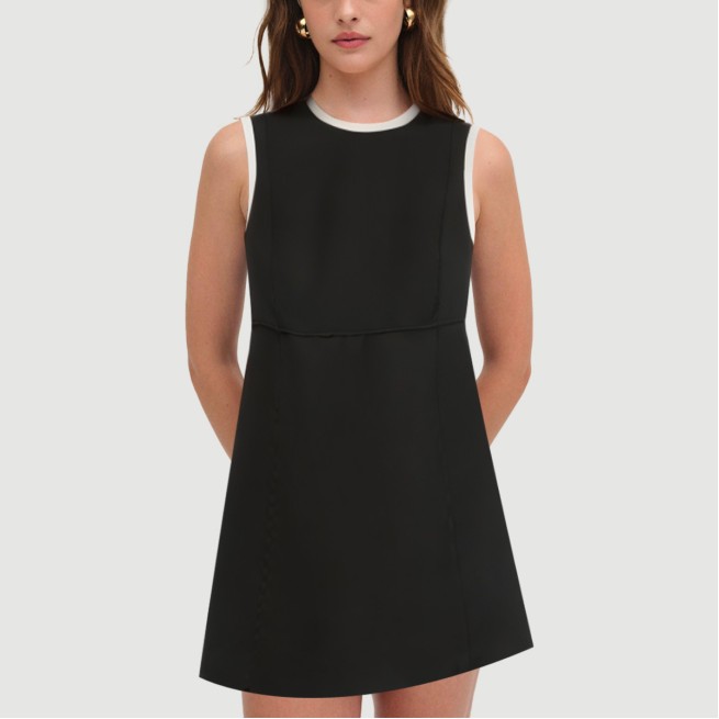 Black Sailor Crew Neck Sleeveless Dress