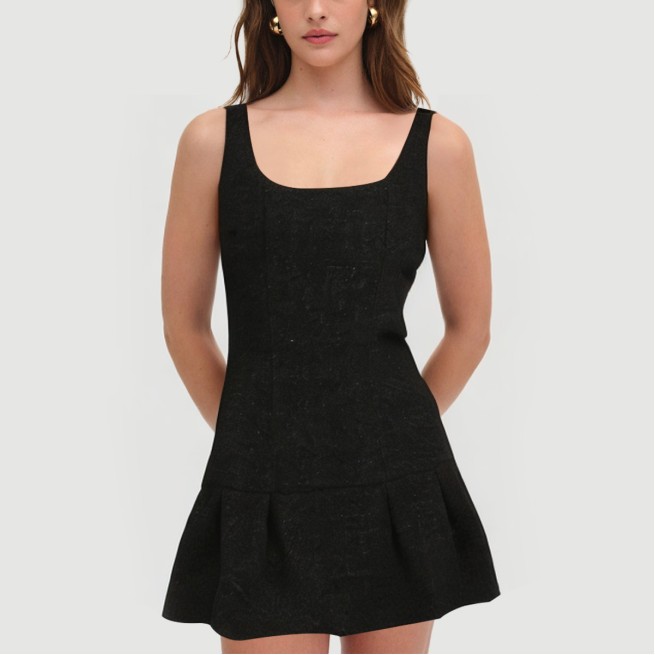 Black thin strap zipper casual mini slip skirt