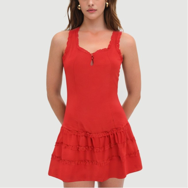 Collarless sleeveless breathable casual dress