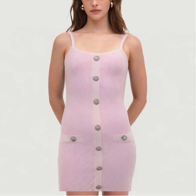 Sexy sleeveless slim-fit single-breasted dress