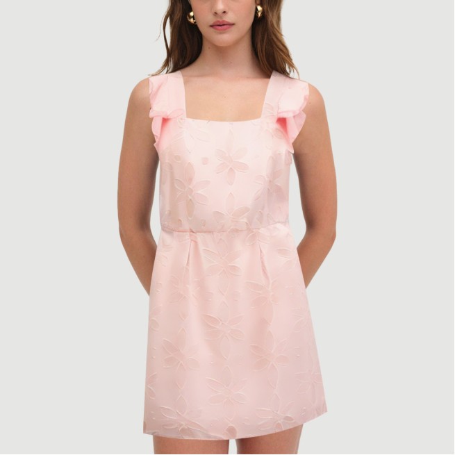 Pink printed spaghetti strap dress