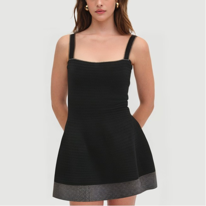 Sexy hot diamond embellished thin strap dress