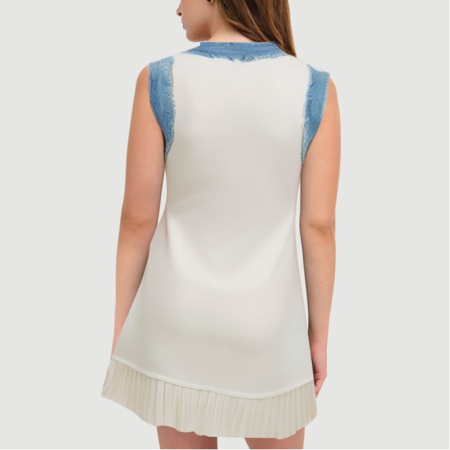 Sleeveless Denim Patchwork Mini Dress