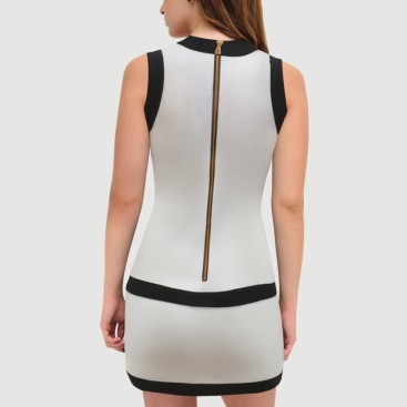 Colorblock button-embellished knit skirt suit