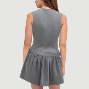 Grey Sailor Crew Neck Sleeveless Mini Dress