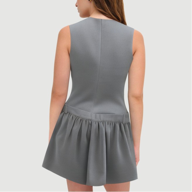 Grey Sailor Crew Neck Sleeveless Mini Dress