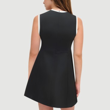 Black Sailor Crew Neck Sleeveless Dress