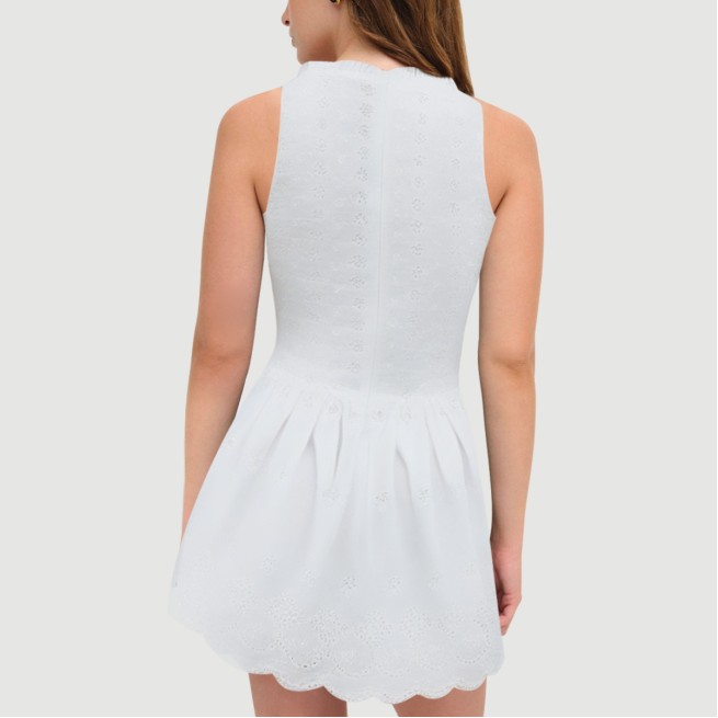 White embroidered V-neck dress