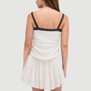 White thin strap casual mini slip skirt