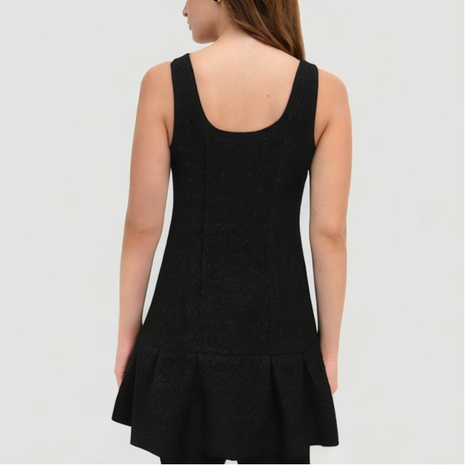 Black thin strap zipper casual mini slip skirt