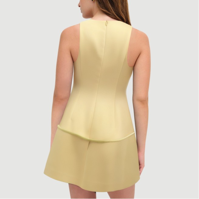 Yellow sailor round neck sleeveless dress