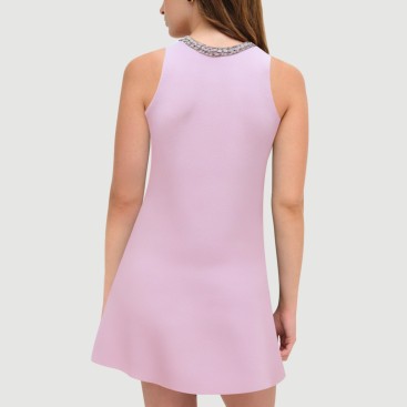 Pink Beaded Sailor Crew Neck Dress