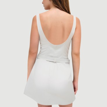 Beige thin strap belt skirt