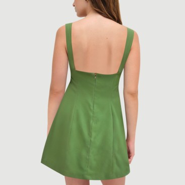 Pleated asymmetric spaghetti strap dress
