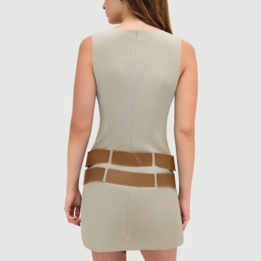 Khaki Sailor Crew Neck Dress