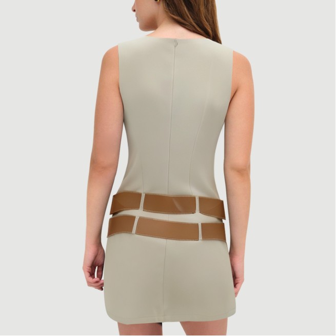 Khaki Sailor Crew Neck Dress