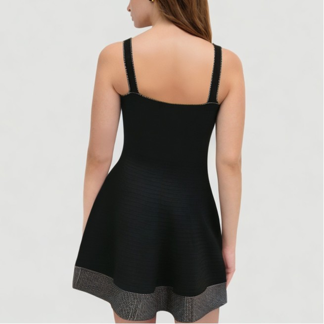 Sexy hot diamond embellished thin strap dress