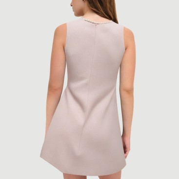 Elegant rhinestone embellished U-neck dress