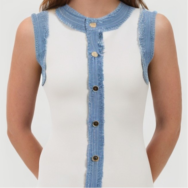 Sleeveless Denim Patchwork Mini Dress