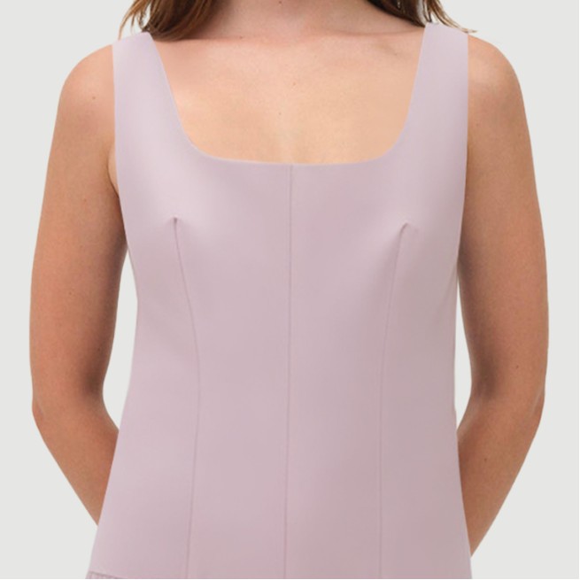 Retro square neck sleeveless pleated skirt