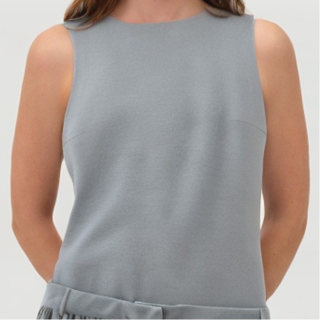 Grey Sailor Crew Neck Sleeveless Mini Dress