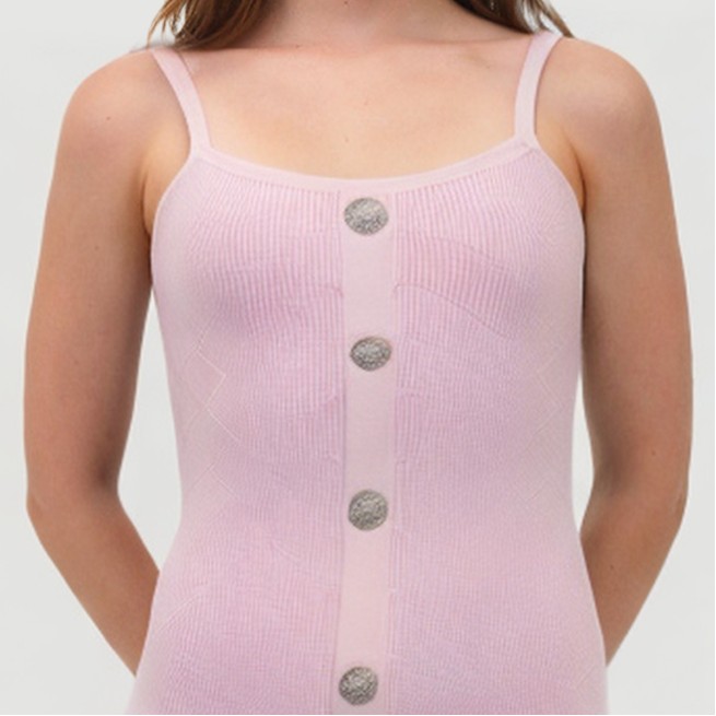 Sexy sleeveless slim-fit single-breasted dress