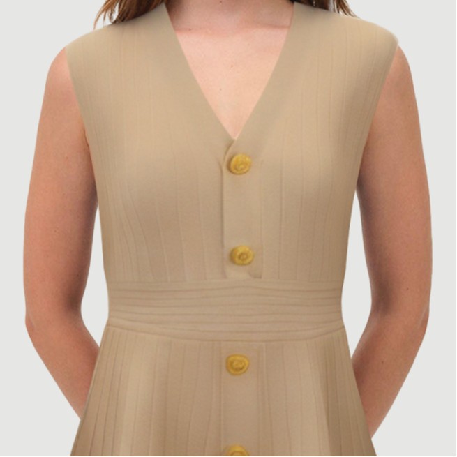V-neck single-breasted slim-fit knit dress
