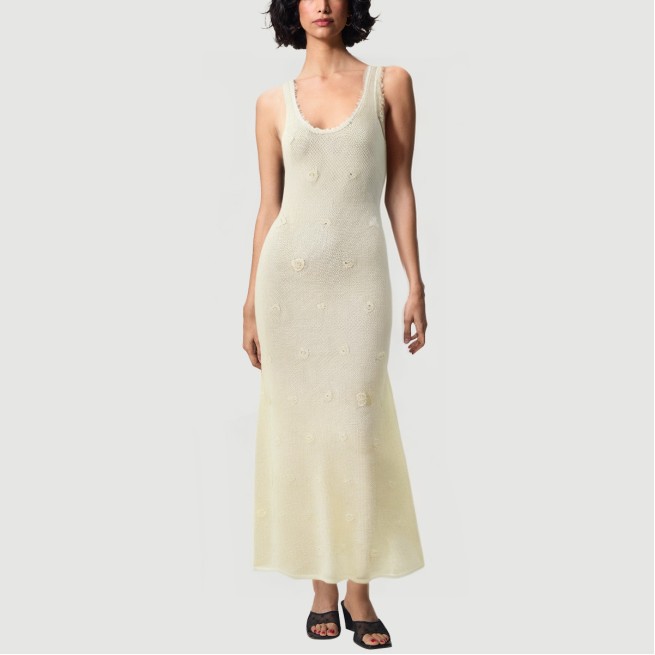 Elegant crocheted hollow knitted long skirt