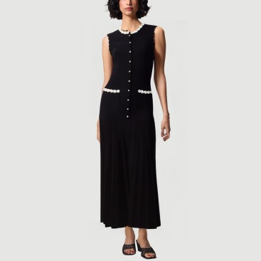Vintage French Beaded Colorblock Dress