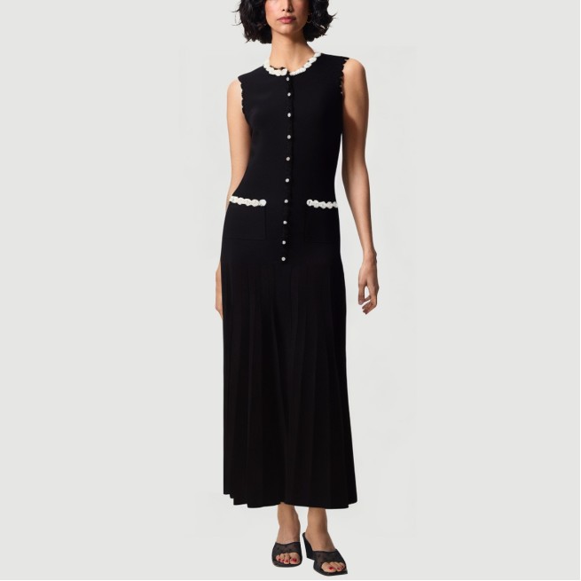 Vintage French Beaded Colorblock Dress