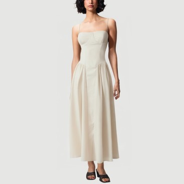 Blue sailor round neck sleeveless zipper dress