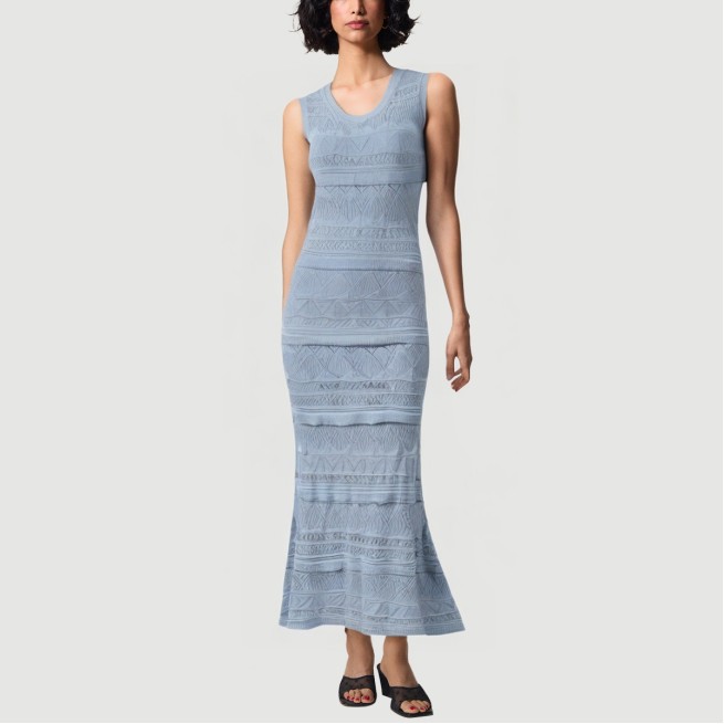 Solid color hollow knitted mermaid maxi skirt
