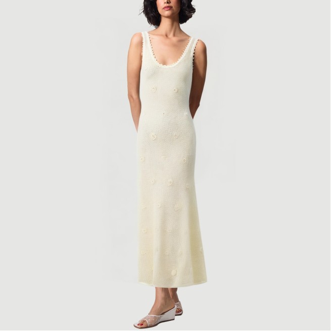 Elegant crocheted hollow knitted long skirt