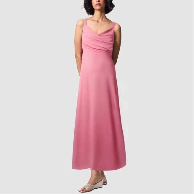 Pink Thin Strap Zipper Back Maxi Dress