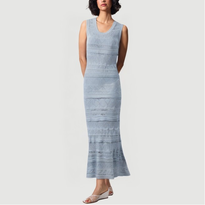 Solid color hollow knitted mermaid maxi skirt