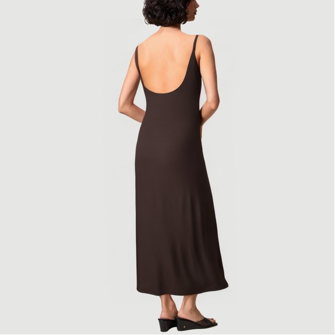 Retro backless round neck suspender dress
