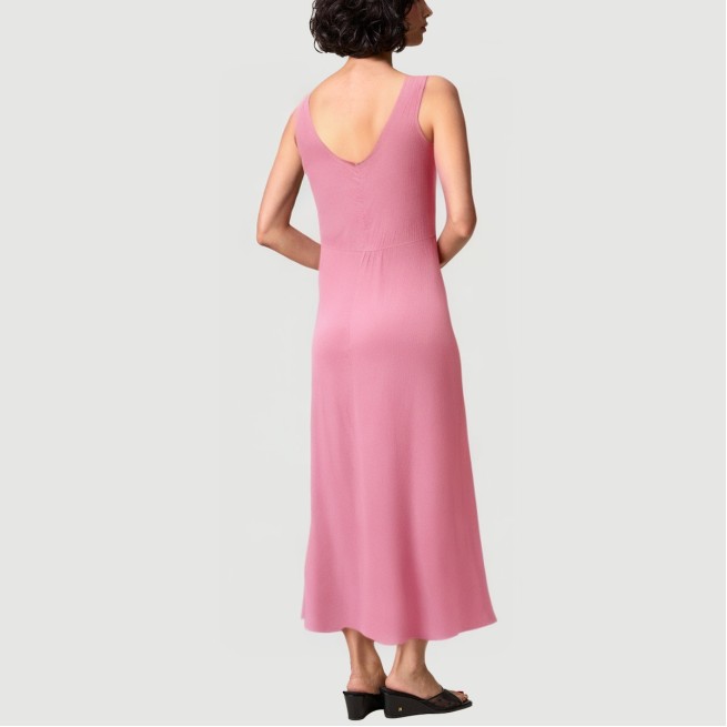 Pink Thin Strap Zipper Back Maxi Dress